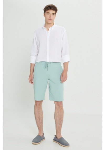 AC&Co / Altınyıldız Classics Erkek Açık Mint Yeşili Comfort Fit Rahat Kesim Yan Cepli Keten  Şort Mint