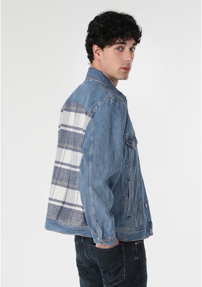 Colin's Colins Oversize Fit Düğmeli Astarsız Erkek Mavi Ceket Cl1060828 Q1.v1  Dn42254