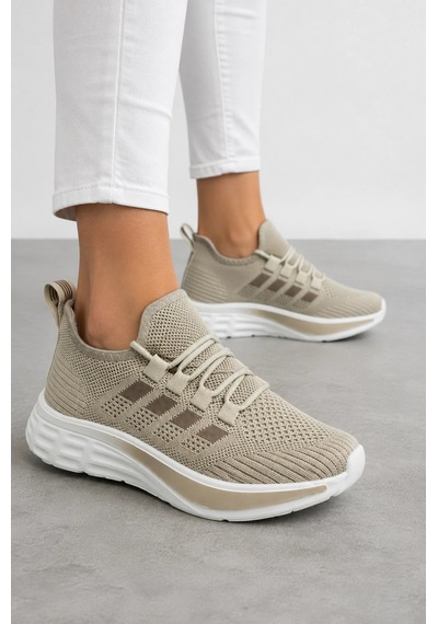 Ht Hotin Loki Kadın Günlük Spor Ayakkabı Hafif Esnek Tabanlı Rahat Sneaker - Bej
