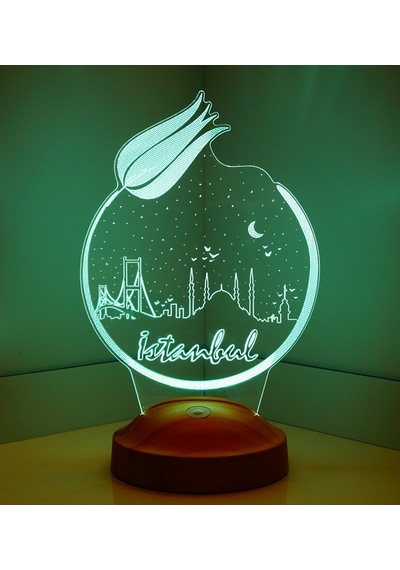 3D Led Lamba 3 Boyutlu Istanbul Özel Hediye Gecelambası Çok Renkli