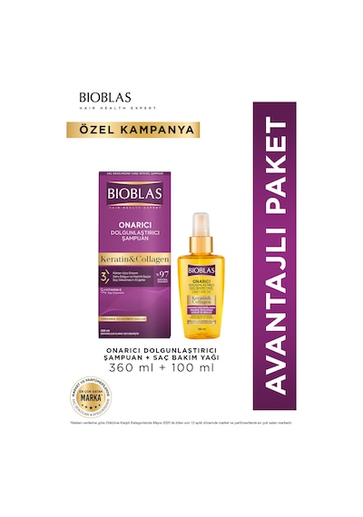 Keratin Kolajen Saç Bakım Yağı 100 Ml + Saç Bakım Şampuanı 360 Ml