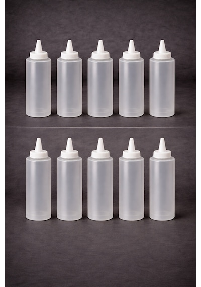 Sosluk Sıkma Şişesi 10 Adet 750 Ml Bpa Free Yağ, Sos Şişesi Endüstriyel Kullanım Şeffaf