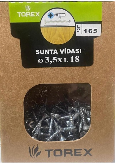 3.5 18 Dın7505 Sunta Vidası K.e.k. 3.5 x 18