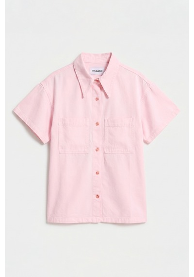 Itsbasic Kadın Light Pembe 6s6-98 Oversize %100 Koton Pamuk Denim Gömlek Itsbasic Kadın Light Pembe 6s6-98 Oversize %100 Koton Pamuk Denim Gömlek