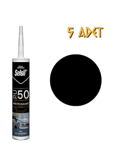 Selsil Poliüretan Mastik Yapıştırıcı Pu50 Siyah 280 Ml. - 5 Adet
