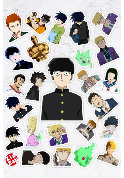 Mob Psycho 100 Anime Telefon Laptop Bullet Journal Yapışkanlı Folyo Sticker Paketi 25 Adet Çok Renkli
