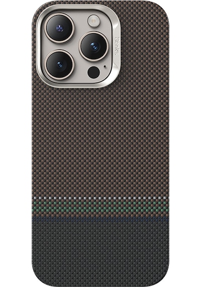 Apple Uyumlu iPhone 15 Pro Max Kılıf Armorair Kevlar Magsafe Şarj Özellik Karbon Fiber Benks Prestige Kapak Gold