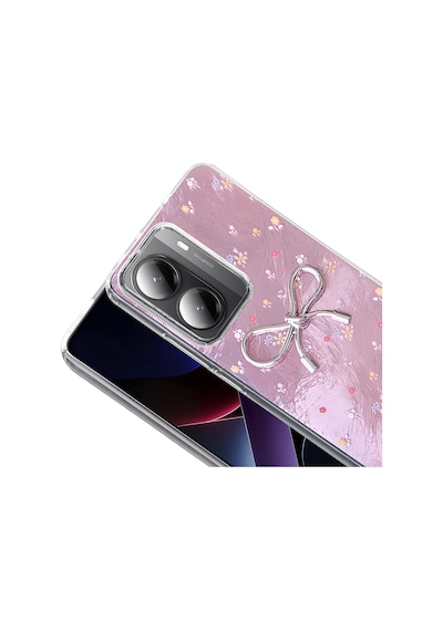 Xiaomi Poco X7 Pro Kılıf Kamera Korumalı Figürlü Zore Ponti Silikon Kapak Lila