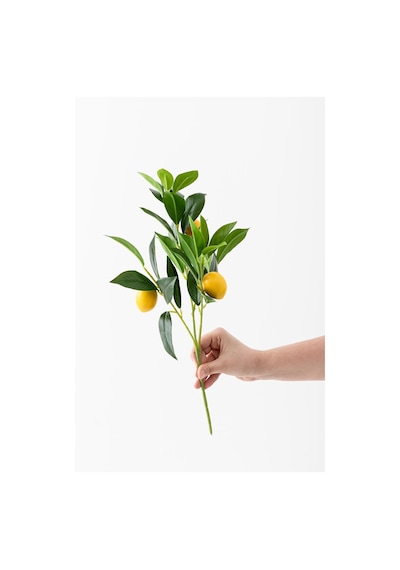 Yapay Limon Dalı Lux 3 Dal 27 Yaprak 50 Cm Sarı