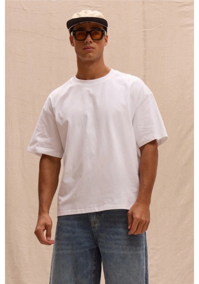 Cool Tarz Erkek %100 Organik Pamuklu Kalın Dokulu Comfort Fit Bisiklet Yakalı T-shirt Beyaz Beyaz Cool Tarz Erkek %100 Organik Pamuklu Kalın Dokulu Comfort Fit Bisiklet Yakalı T-shirt Beyaz Beyaz