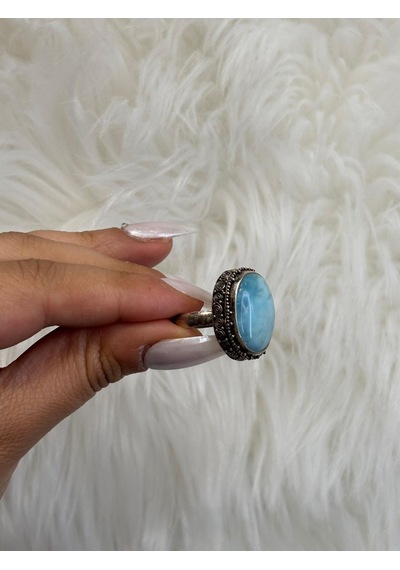 Larimar Doğaltaş Gümüş Yüzük Ovall Diğer