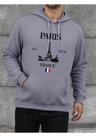 Startmore Startmoreparis Fransa Eyfel Kulesi Baskı Erkek Hoodie Sokak Hip Hop Giysileri Polar Rahat Hoody Sonbah Gri