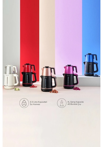 Karaca Berry Tea XL 2in1 Çelik Demlikli Çay Makinesi ve Kettle