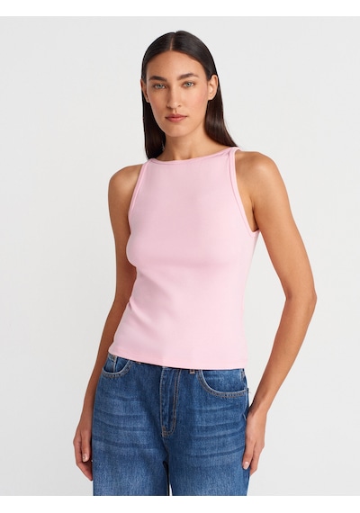 Dilvin 21048 Halter Yaka Top-toz Pembe Toz Pembe
