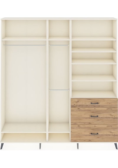Arges Dolap 9 Raflı 3 Çekmeceli 3 Askılı 220x30x243 Aytaşı-aytaşı/çam Aytası/atlas Çam