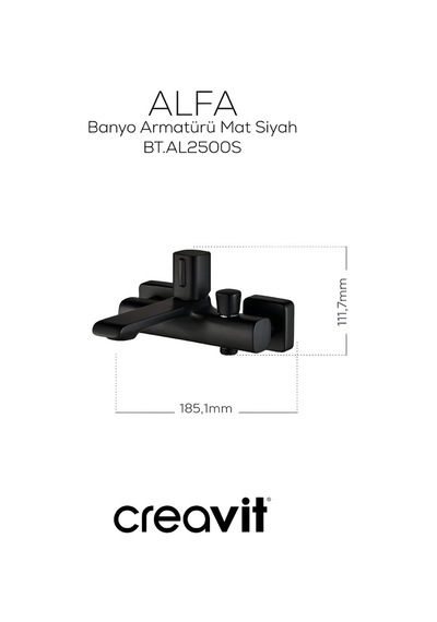 Creavit Alfa Lavabo Banyo Eviye Bataryası 3'lü Set AL1500S-AL2500S-AL8500S Siyah