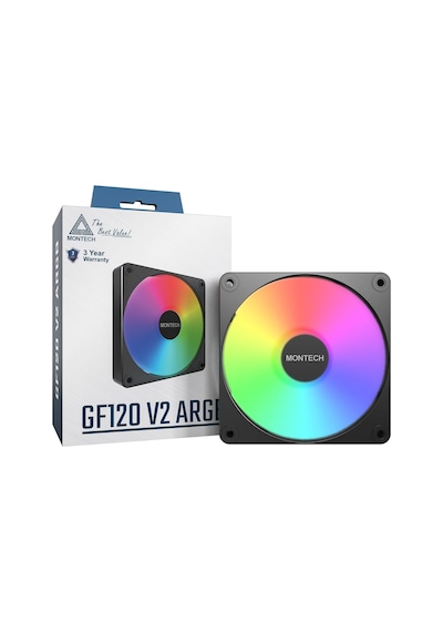Gf120 V2 Argb 120mm Kasa Fanı - Şık Ve Minimalist Tasarım, Yüksek Hava Akışı, Hidrolik Rulman, Sessiz Performans, Canlı Argb Aydınlatma, Siyah