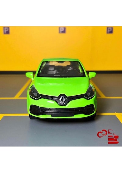 Renault Clio Rs 1/36 Ölçek Çek Bırak Diecast Yeşil Metal Model Araba Oyuncak