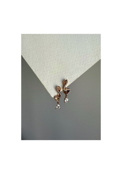 Çelik Rose Gold Taşlı Melisandre Küpe -kararma Yapmaz- Metalik