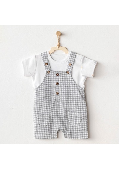 Andywawa Erkek Bebek Salopet Takim Jumpsuit Set Ac25804 Gri