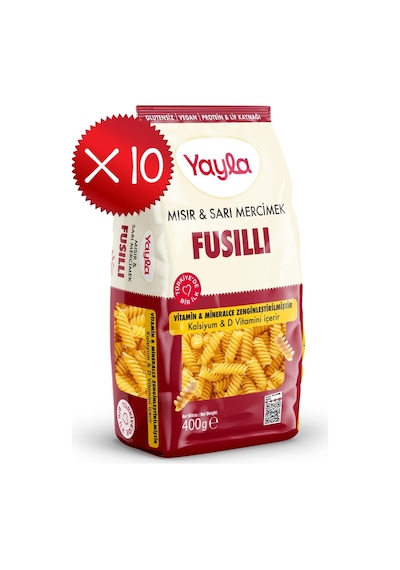 Yayla Mısır Ve Sarı Mercimek Fusilli Makarna 400 G X10