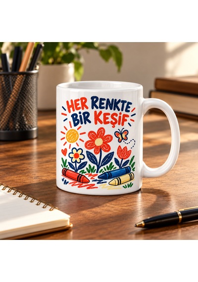 Bezos Minik Eller Tasarımlı Porselen Kupa - Model 881 Krt