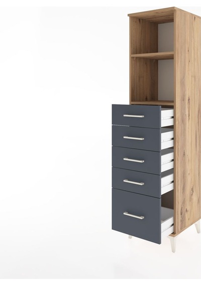 Hyperion Dolap 2 Raflı 5 Çekmeceli 44x44x182 Çam-antrasit Çam Hyperion Dolap 2 Raflı 5 Çekmeceli 44x44x182 Çam-antrasit Çam