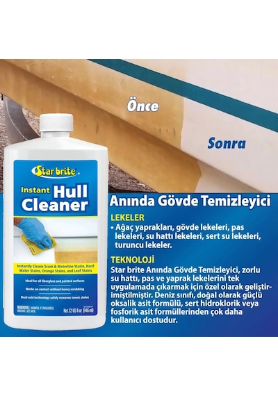 Starbrite - Hızlı Tekne Gövde Temizleyici 950 Ml : Tehlikeli Asit İçermeyen Güvenli Formülle Su Hattı Sararmalarına Ve Pas Lekelerine 2 Dakikada Son