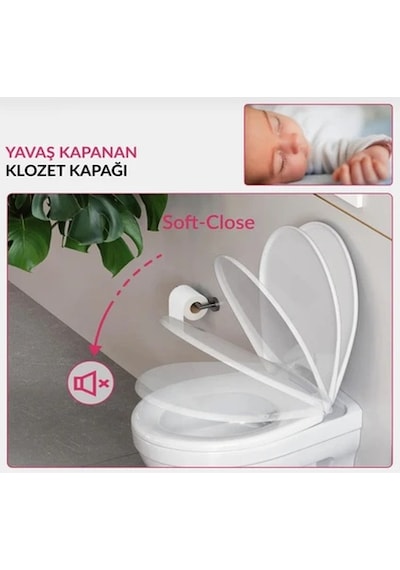 Nevora Klozet Kapağı Termoplastik Yavaş Kapanan Oval Formlu