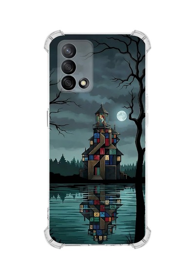Printify Oppo A74 İle Uyumlu Simya Serisi Gölge Ve Cam Tasarımlı Uv Baskılı Köşe Korumalı Antişok Kılıf Şeffaf