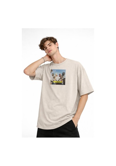 Alemdarshop Freedom - Oversize Erkek Tişört Bej
