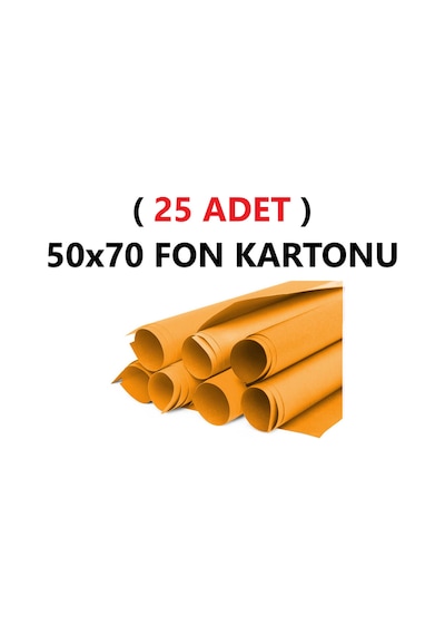 25 Adet 50x70 Cm Turuncu Renkli Fon Kartonu Rulo Canlı Renk Büyük Boy Anaokulu Kreş Okul
