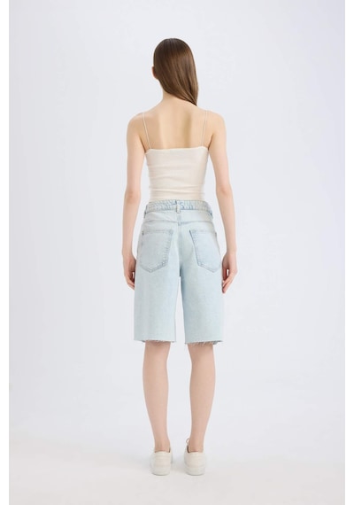 Defacto Normal Bel Jean Bermuda Şort E1149ax25spnm39 Mavi
