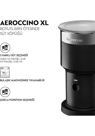 Aeroccino XL 500 W Süt Köpürtücü Siyah