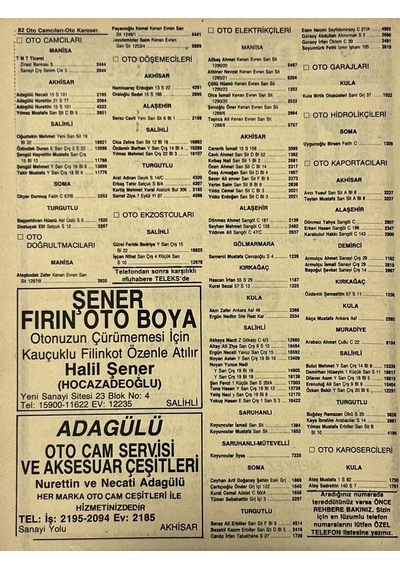 Manisa 1987 Meslek Reklam İlanı Efemera S-81