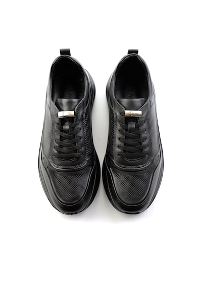 Siyah Hakiki Deri Erkek Sneaker E01018250503 Siyah