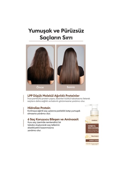 Canlandırıcı Saç Bakım Seti Kundal Honey & Macadamia Nature Shampoo+treatment-amber Vanilla Edition