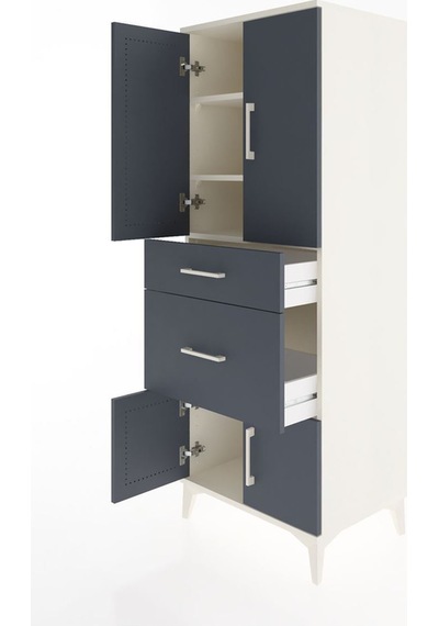 Hyperion Dolap 3 Raflı 2 Çekmeceli 4 Kapaklı 60x44x163 Aytaşı-antrasit Aytası