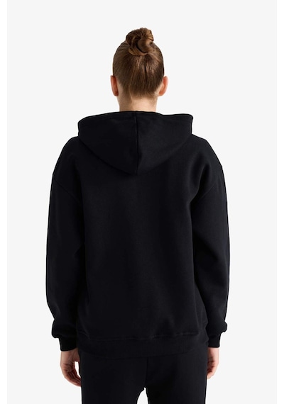Defacto Relax Fit Kapüşonlu Basic Düz Kalın Sweatshirt D9935ax25wnbk81 Siyah