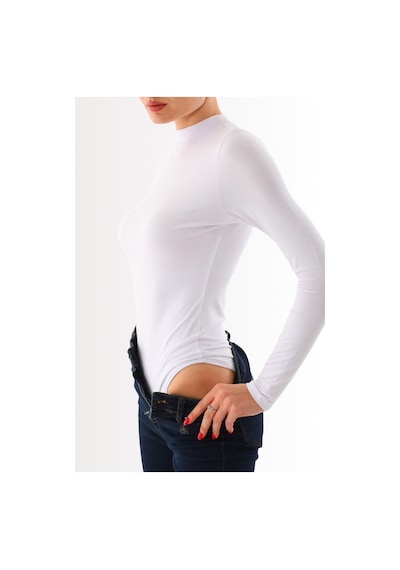 Penyebizden Kadın Viskon Boğazlı Çıtçıtlı Zıbın Body-beyaz