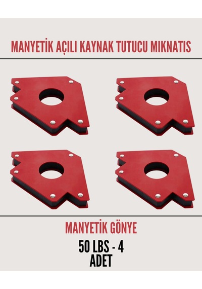 4 Adet Mıknatıslı Manyetik Gönye Kaynak Tutucu 50 Lbs Orta Boy Mıknatıs Set