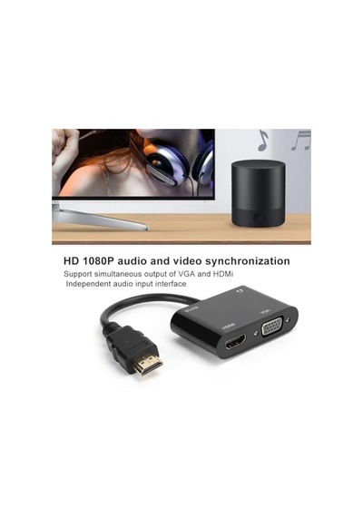 1080p 2in1 Hd'den Vga'ya Hdmi To Vga Hd Dönüştürücü Bilgisayar Projeksiyonu - Hd Ürünleri Için Tv Adaptörüne Vga Ürünlerini Bağlama Zr724