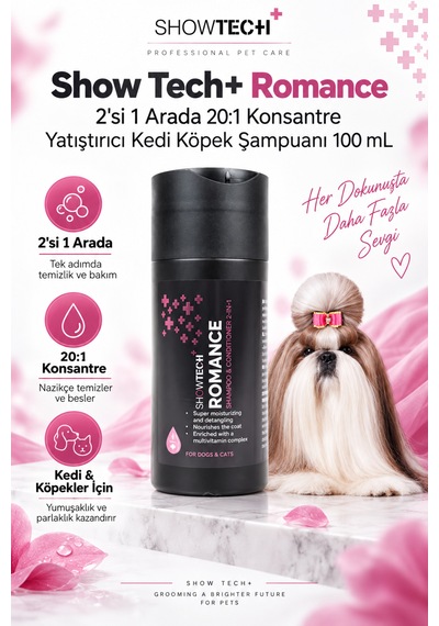 Showtech Romance 2 Si 1 Arada Kedi Köpek Şampuanı Ve Tüy Kremi 100 Ml - 20:1 Konsantre