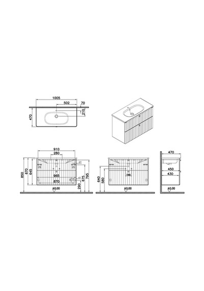 69459 VitrA Root Groove Çift Çekmeceli Lavabo Dolabı, 100 Cm, Mat Gri Yuvarlak Lavabo Dahil Diğer 69459 VitrA Root Groove Çift Çekmeceli Lavabo Dolabı, 100 Cm, Mat Gri Yuvarlak Lavabo Dahil Diğer