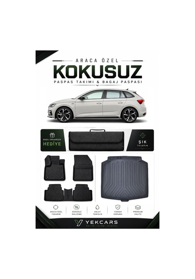 Skoda Scala 2025 Model Aracınıza Özel 4d Karbonlu Kauçuk Paspas Takımı Ve Bagaj Havuzu