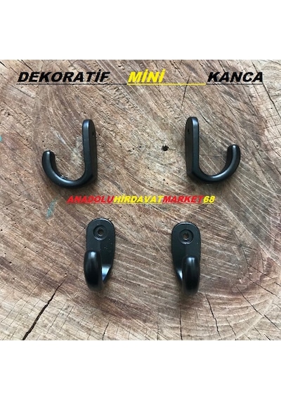 Dekoratif Mini Askı Mini Kanca Tesbih Askısı 12 Adet Siyah Renk