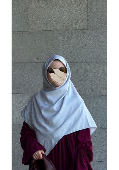 Qalortex Scarf Premium Jakarlı Mira B.boy Eşarp -buz