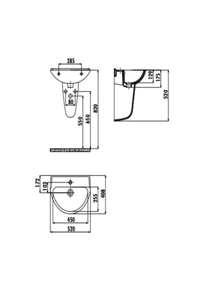Creavit Yarım Ayak Oval Lavabo 40 x 50 CM Beyaz Tp155