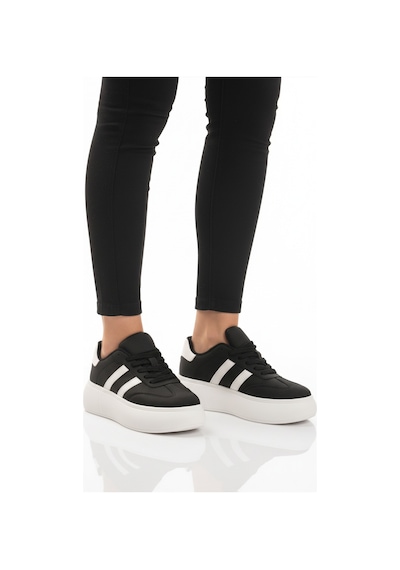 Siyah Beyaz Yüksek Taban Bağcıklı Unisex Sneaker Dvs-01 Z Siyah - Beyaz