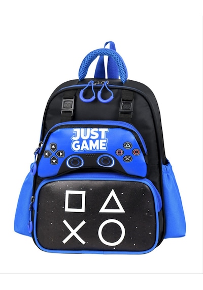 Game Over Just Game Baskılı Lüx Anaokulu Çanta Ve Kalemlik Seti Lacivert